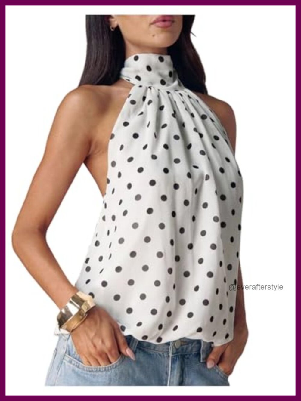 Y2K Polka Dots Halter Top Backless Peplum Bubble Hem Going Out